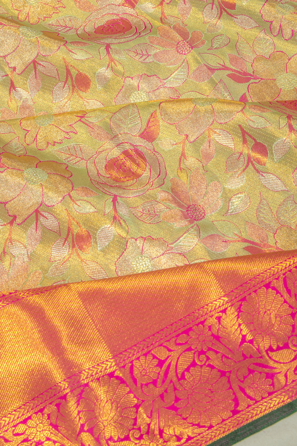 Taranga Kanchi Silk Tissue Jaal Green Saree