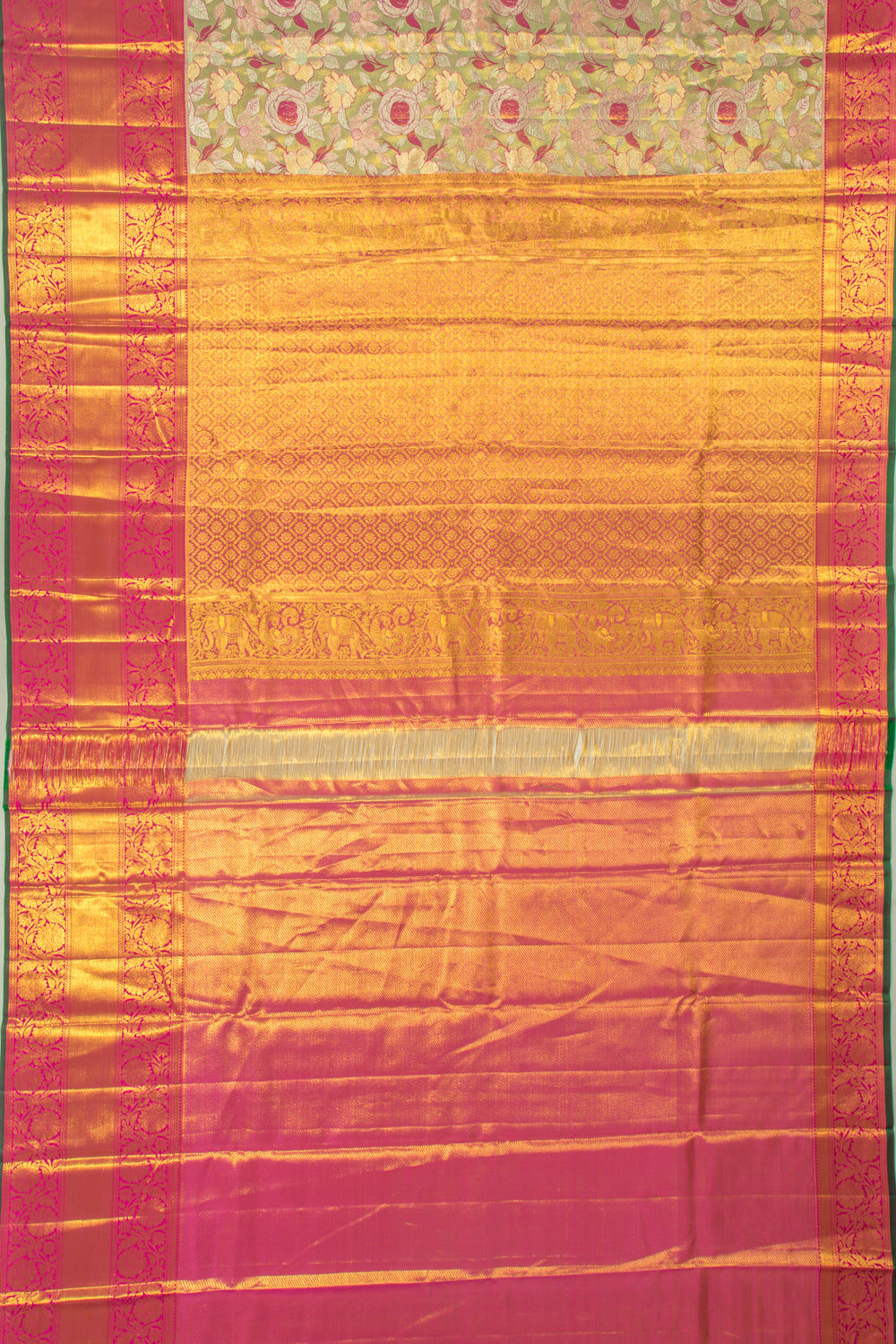 Taranga Kanchi Silk Tissue Jaal Green Saree