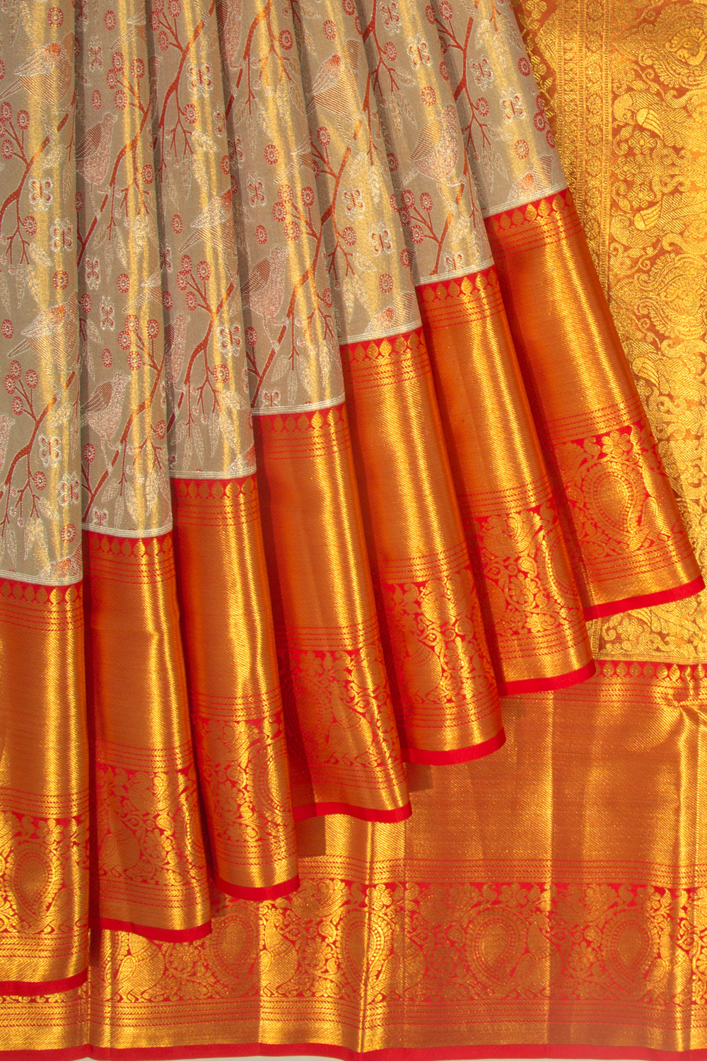 Taranga Kanchi Silk Tissue Jaal Gold Saree