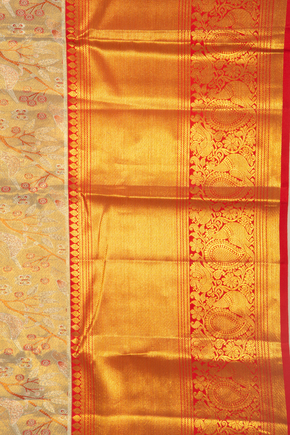 Taranga Kanchi Silk Tissue Jaal Gold Saree