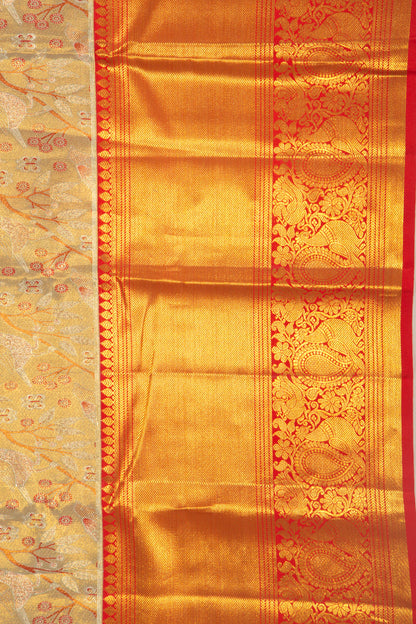 Taranga Kanchi Silk Tissue Jaal Gold Saree