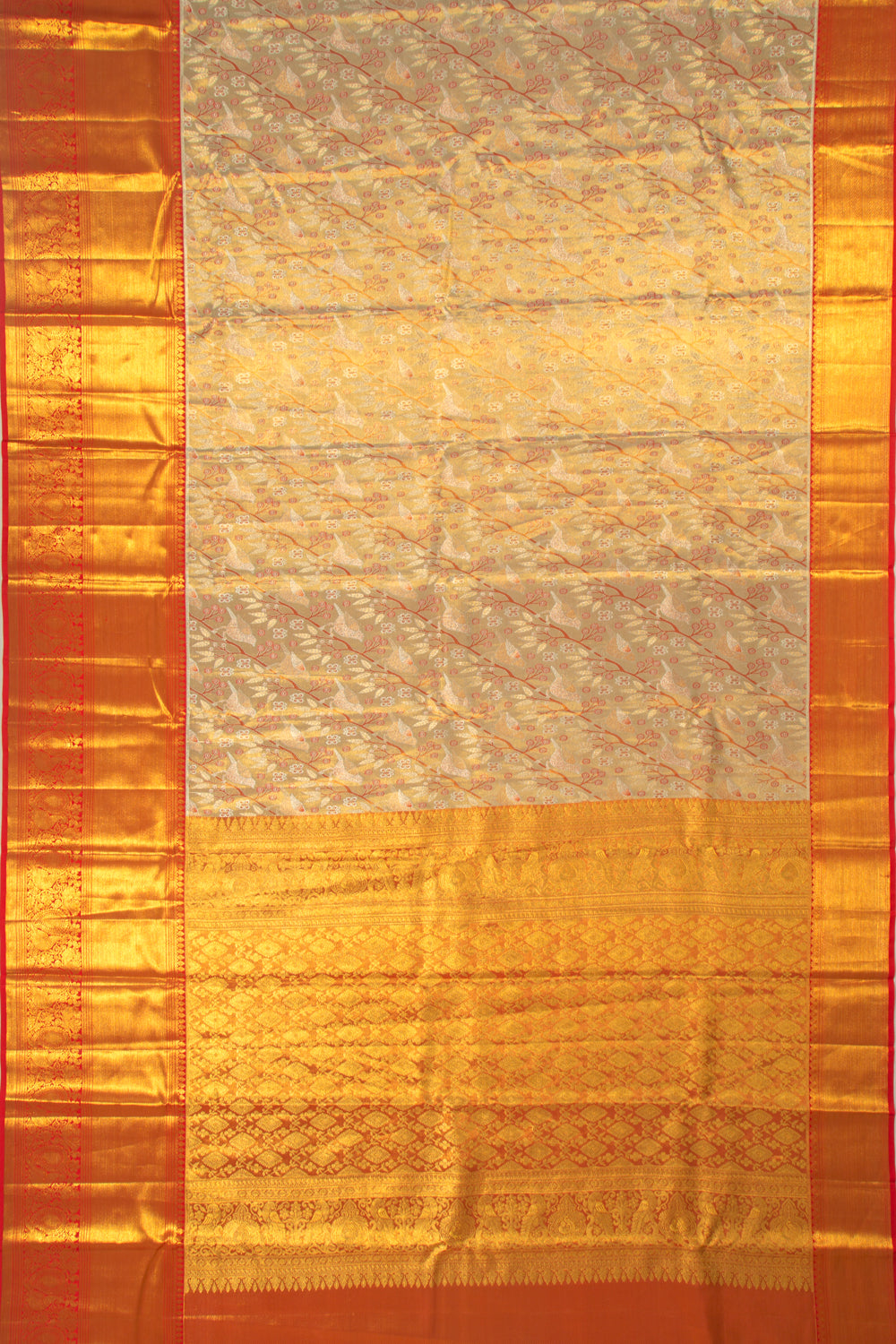Taranga Kanchi Silk Tissue Jaal Gold Saree