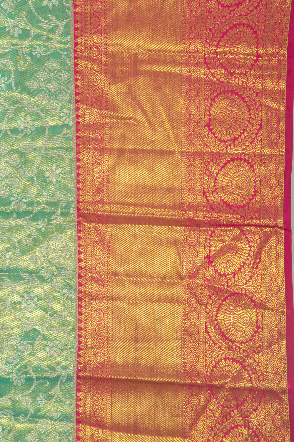 Taranga Kanchi Silk Tissue Jaal Sea Green Saree