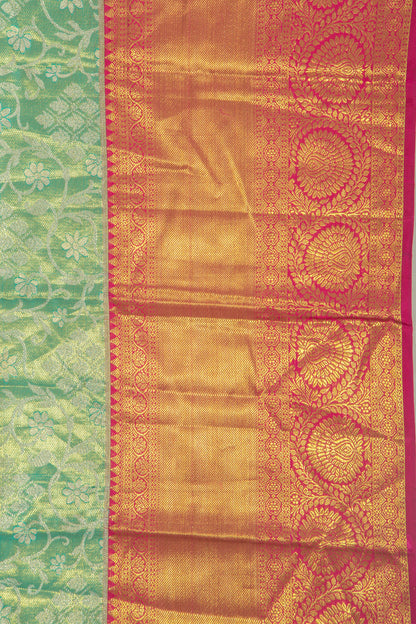 Taranga Kanchi Silk Tissue Jaal Sea Green Saree