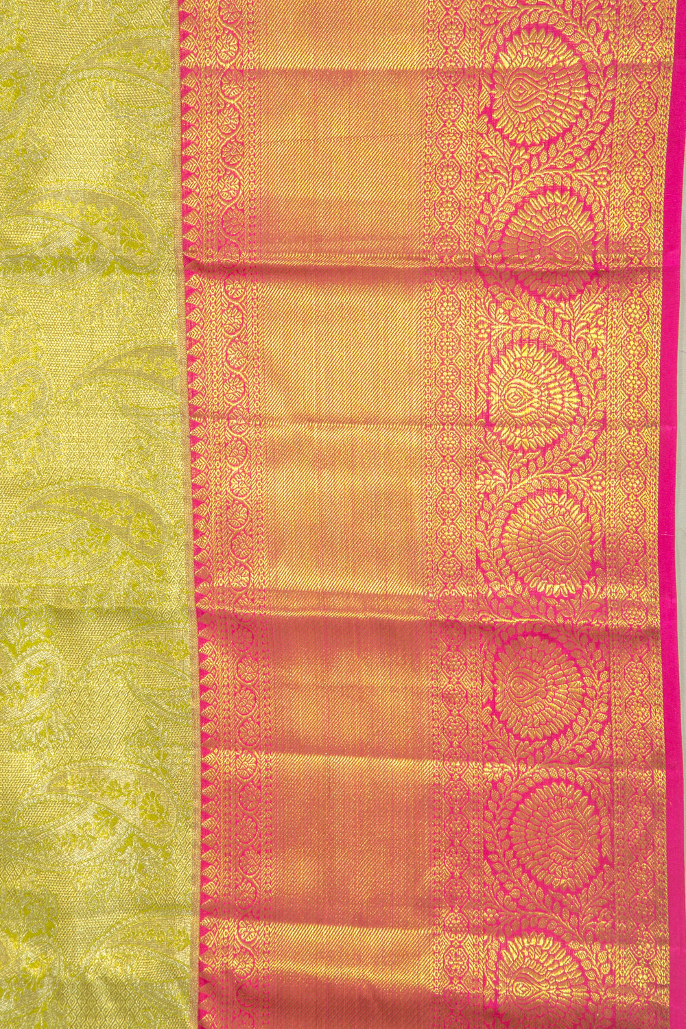 Taranga Kanchi Silk Tissue Brocade Green Saree