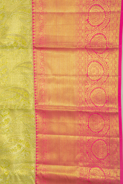 Taranga Kanchi Silk Tissue Brocade Green Saree