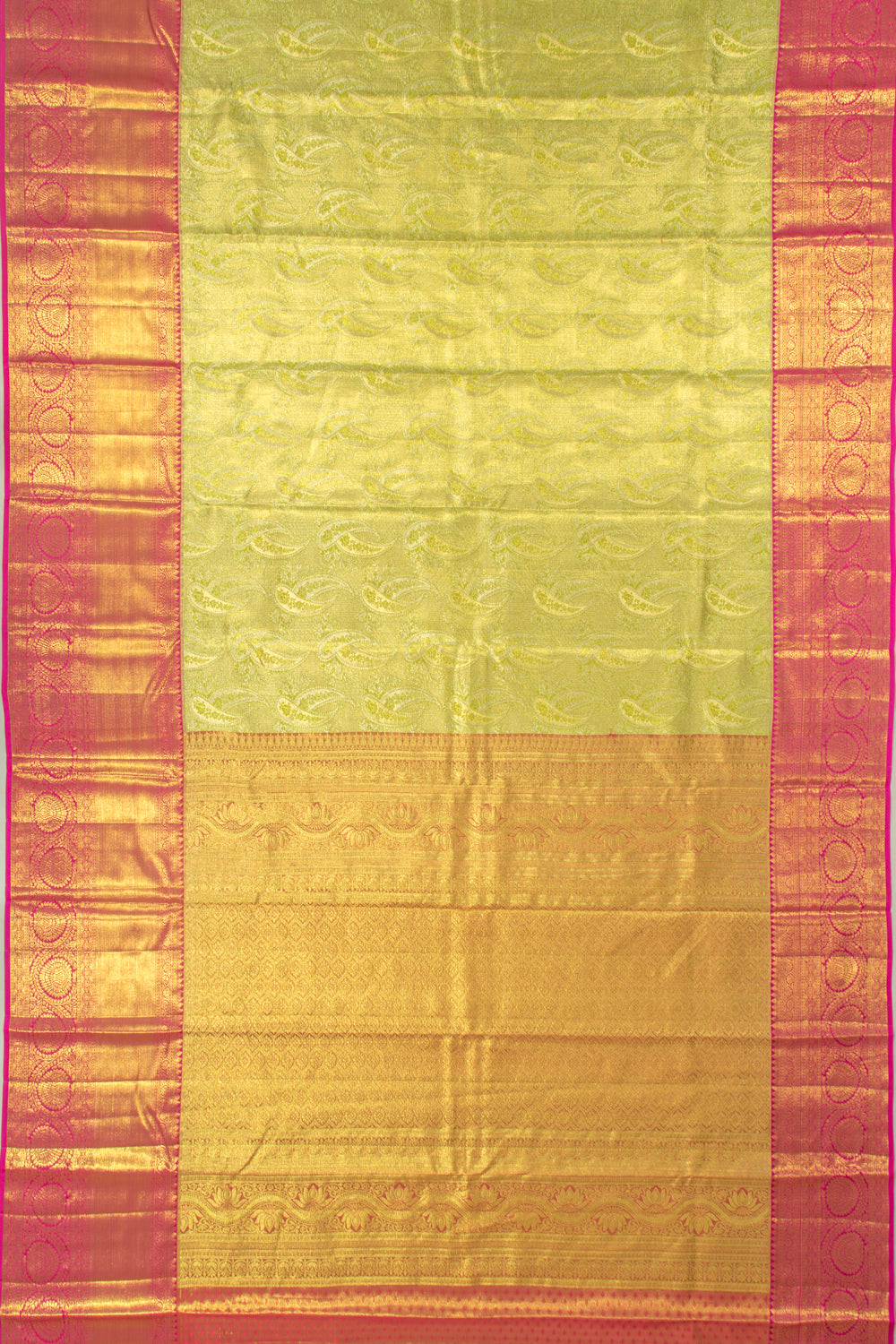 Taranga Kanchi Silk Tissue Brocade Green Saree