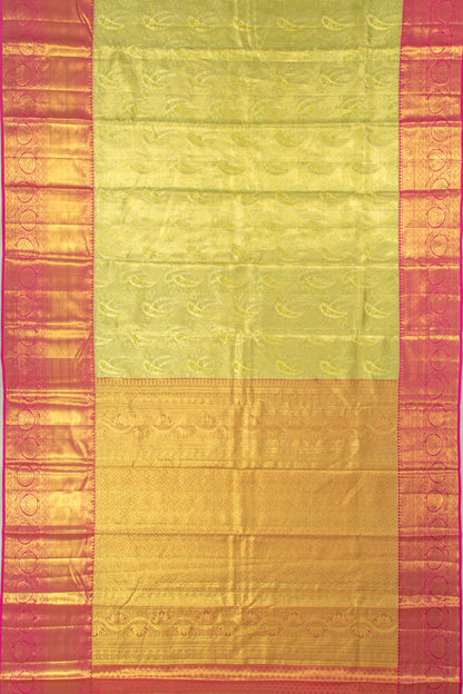 Taranga Kanchi Silk Tissue Brocade Green Saree