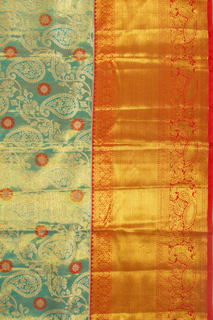 Taranga Kanchi Silk Tissue Jaal Sky Blue Saree