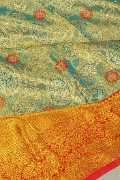 Taranga Kanchi Silk Tissue Jaal Sky Blue Saree