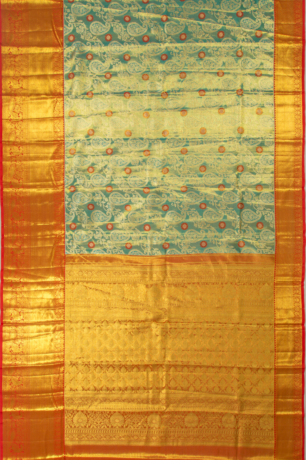 Taranga Kanchi Silk Tissue Jaal Sky Blue Saree