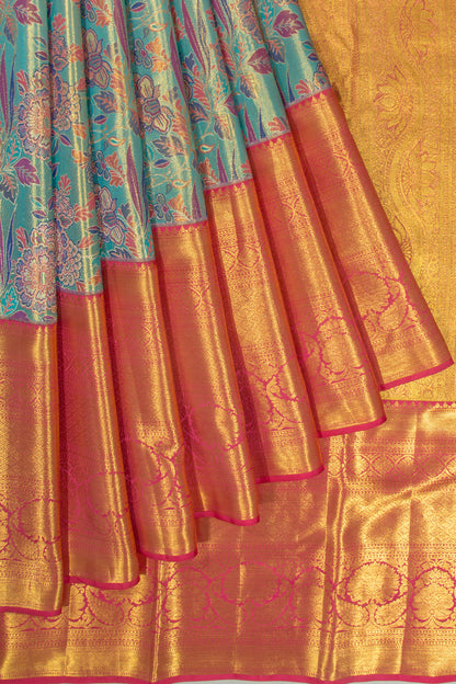 Taranga Kanchi Silk Tissue Jaal Blue Saree