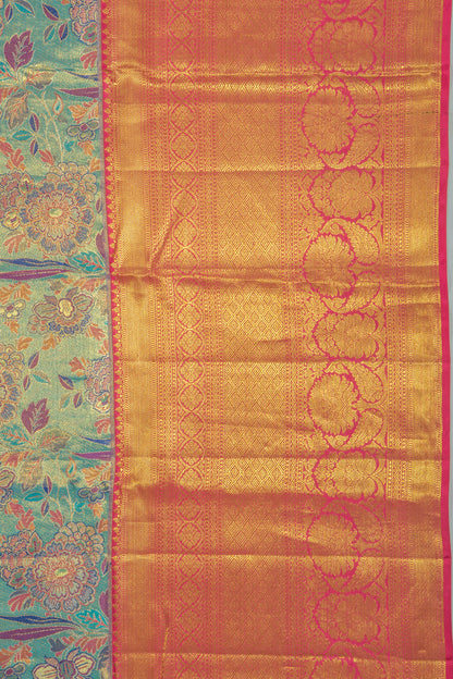 Taranga Kanchi Silk Tissue Jaal Blue Saree