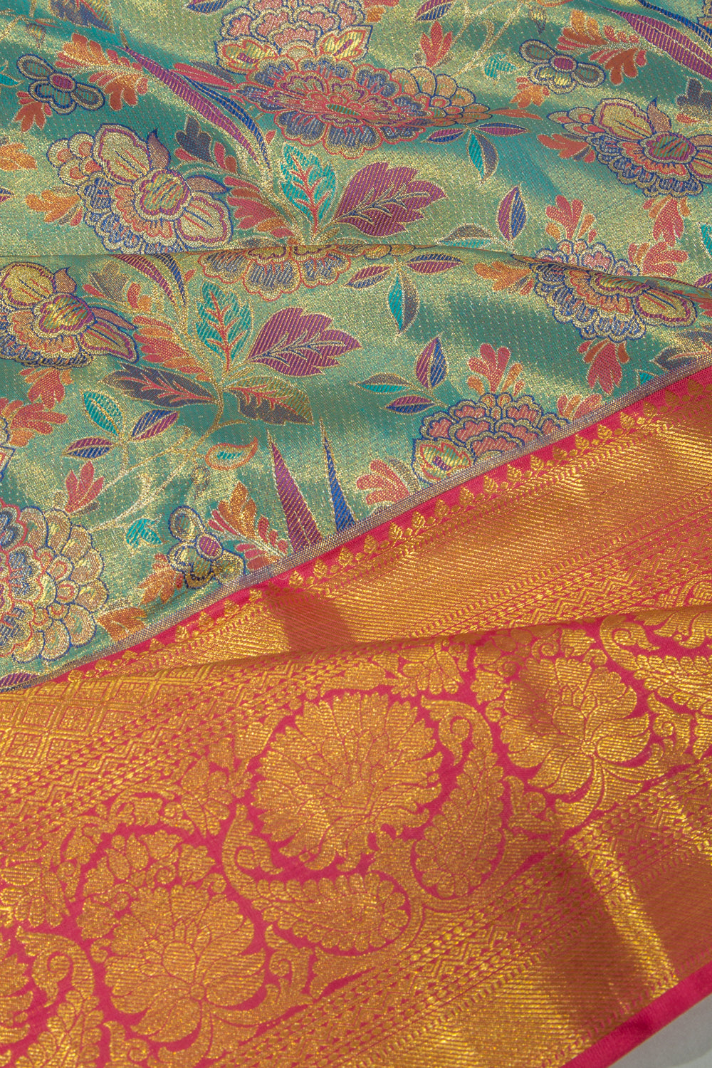 Taranga Kanchi Silk Tissue Jaal Blue Saree