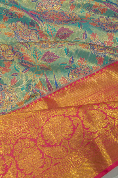 Taranga Kanchi Silk Tissue Jaal Blue Saree