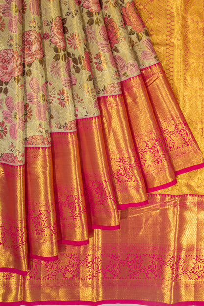 Taranga Kanchi Silk Tissue Brocade Green Saree