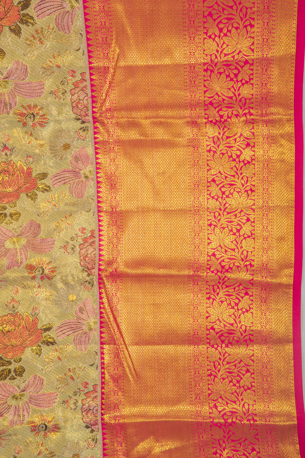Taranga Kanchi Silk Tissue Brocade Green Saree