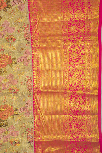 Taranga Kanchi Silk Tissue Brocade Green Saree