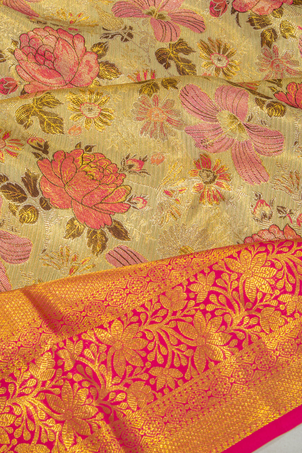 Taranga Kanchi Silk Tissue Brocade Green Saree