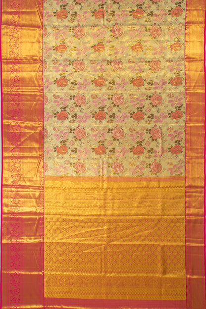 Taranga Kanchi Silk Tissue Brocade Green Saree