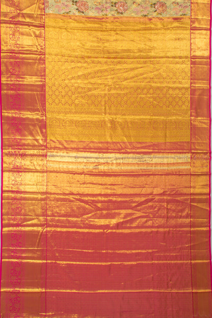 Taranga Kanchi Silk Tissue Brocade Green Saree