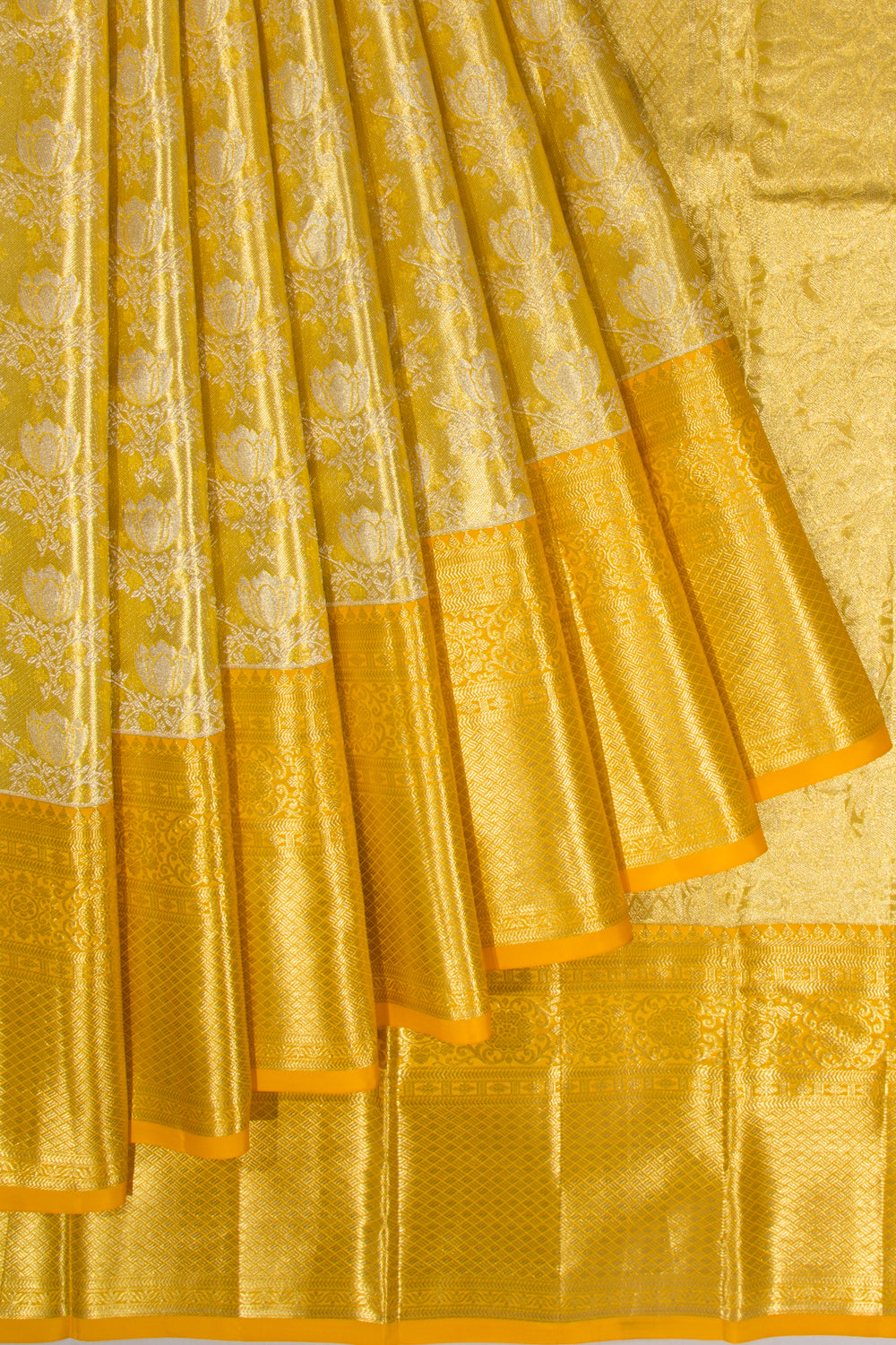 Taranga Kanchi Silk Tissue Jaal Gold Saree