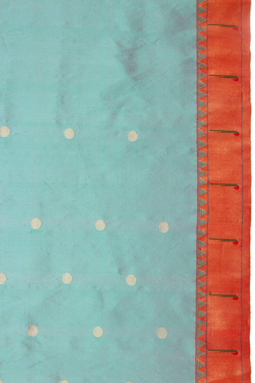 Paithani Silk Butta Cyan Blue Saree With Muniya Border