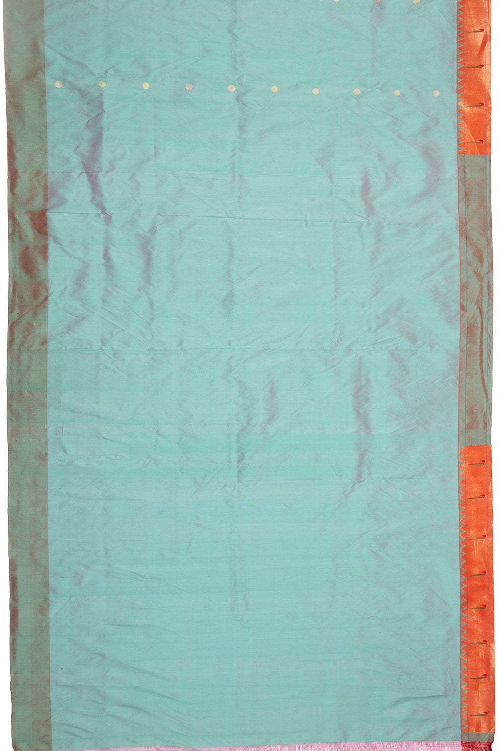 Paithani Silk Butta Cyan Blue Saree With Muniya Border