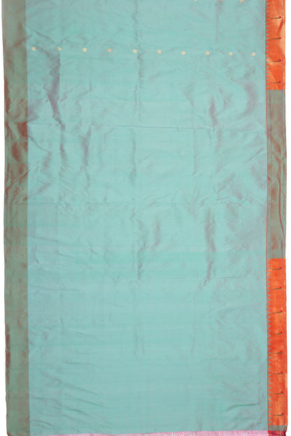 Paithani Silk Butta Cyan Blue Saree With Muniya Border