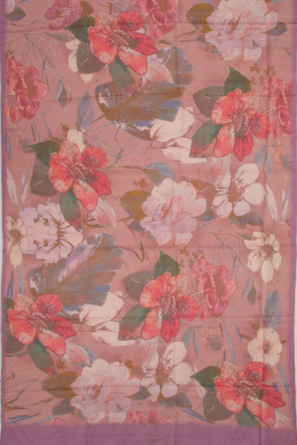 Kota Soft Silk Floral Printed Peach Saree