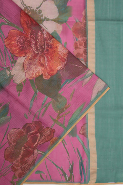 Kota Soft Silk Floral Printed Pink Saree
