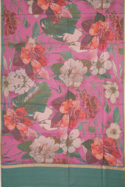 Kota Soft Silk Floral Printed Pink Saree