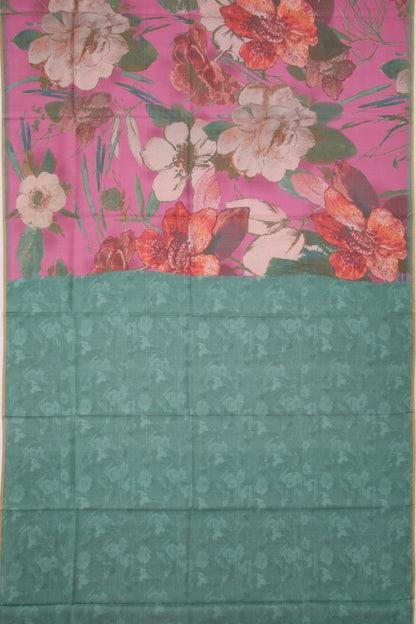 Kota Soft Silk Floral Printed Pink Saree