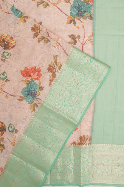 Chiniya Silk Floral Printed Pink Saree