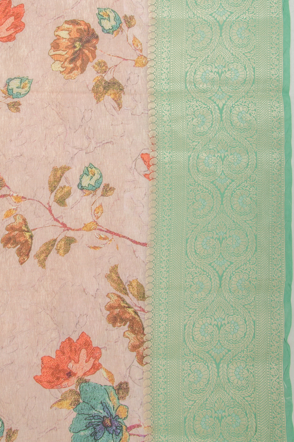 Chiniya Silk Floral Printed Pink Saree