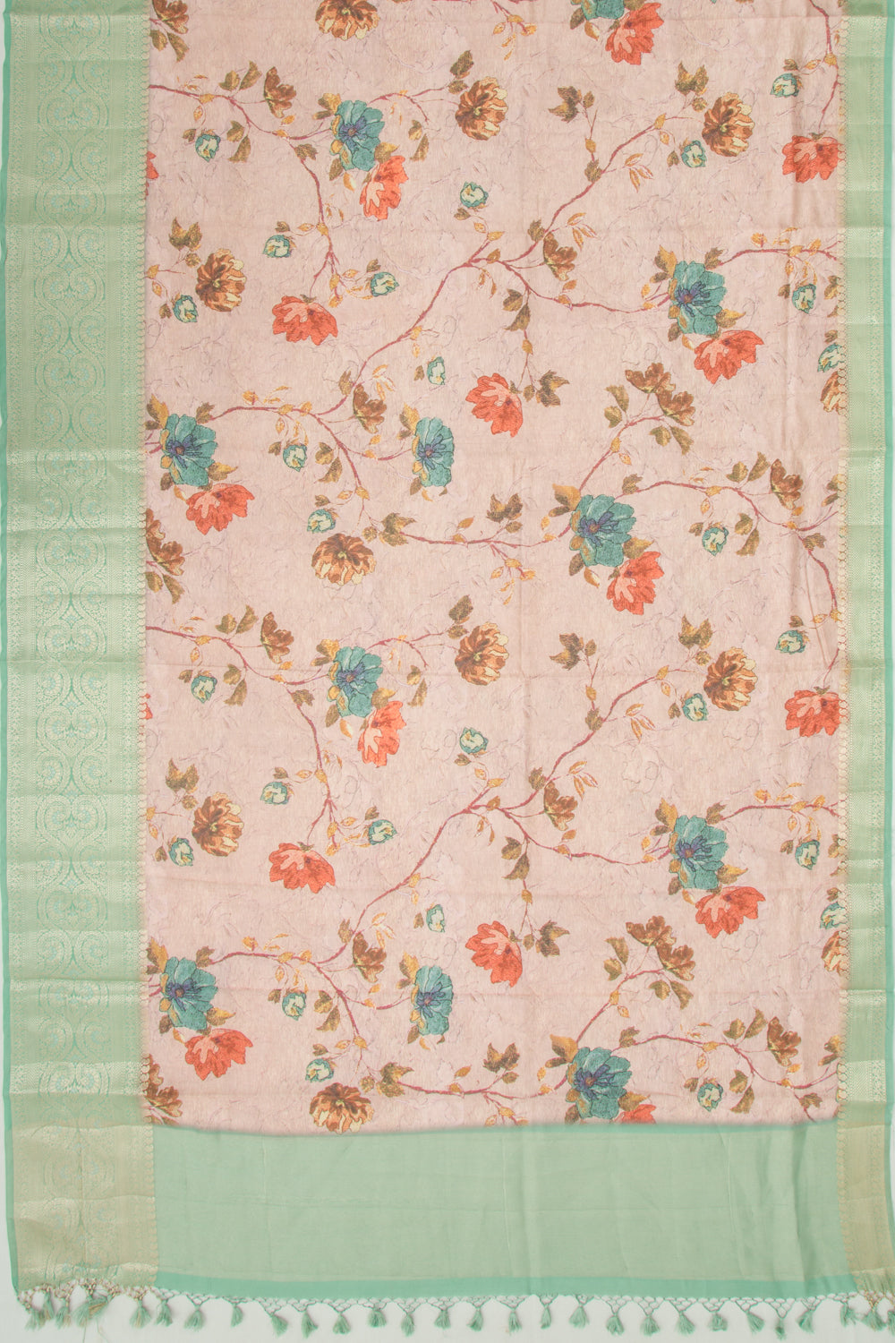 Chiniya Silk Floral Printed Pink Saree