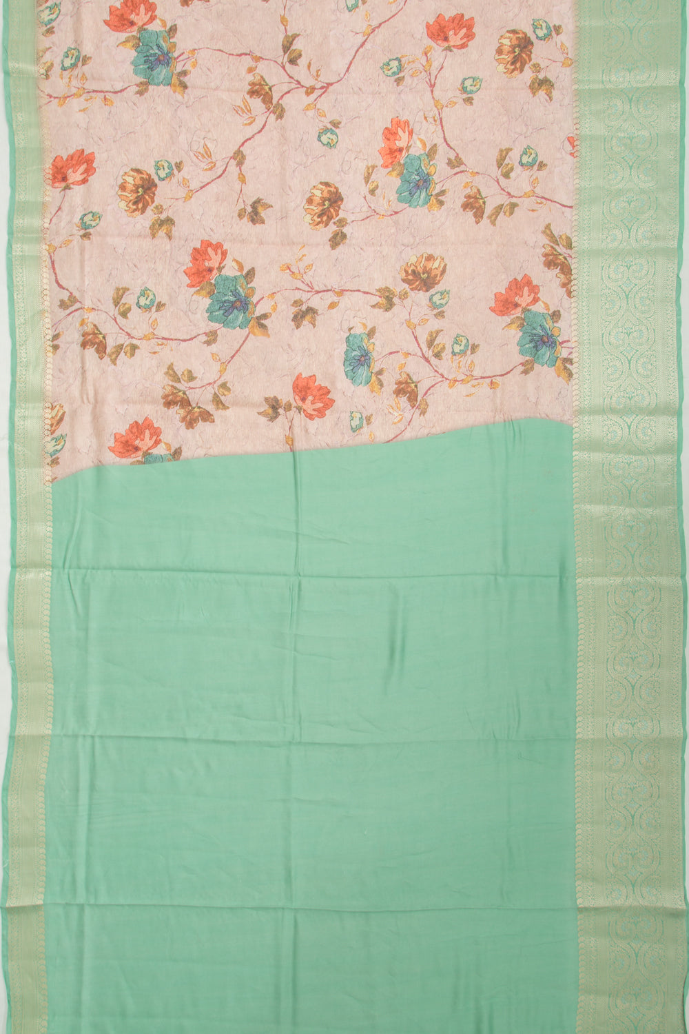 Chiniya Silk Floral Printed Pink Saree