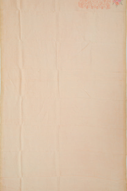 Linen Embroidery Pastel Orange Saree