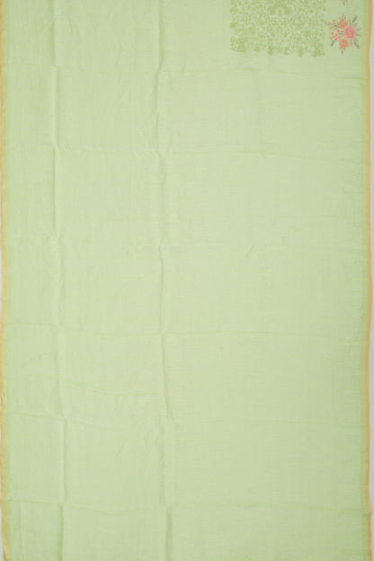 Linen Embroidery Green Saree