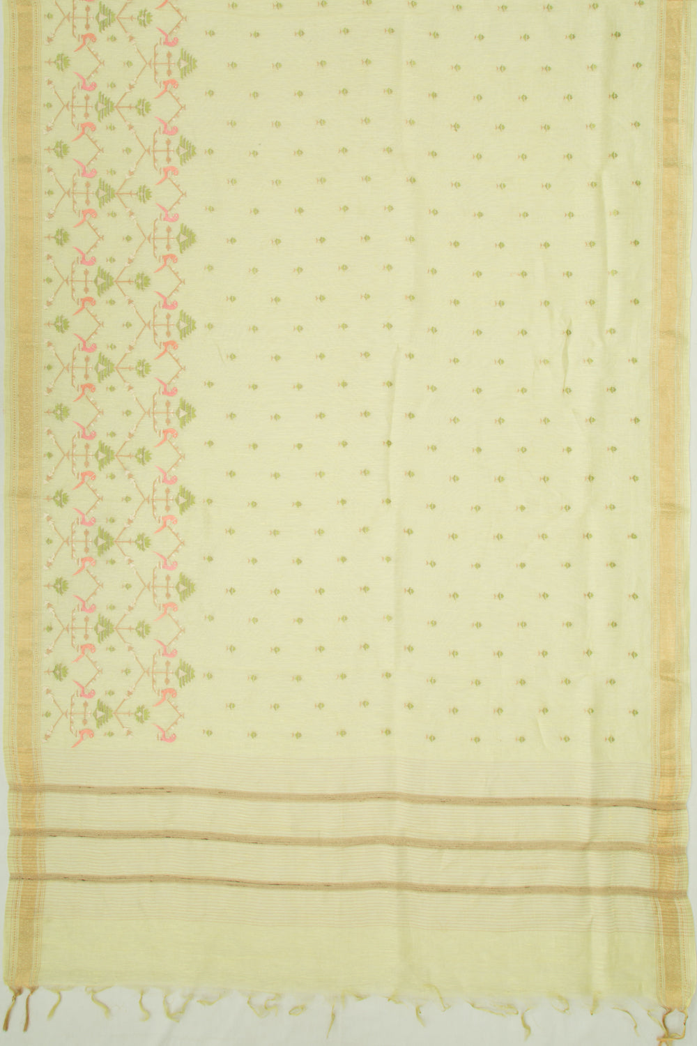 Linen Embroidery Green Saree