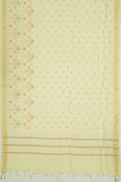 Linen Embroidery Green Saree