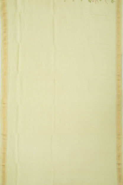 Linen Embroidery Green Saree