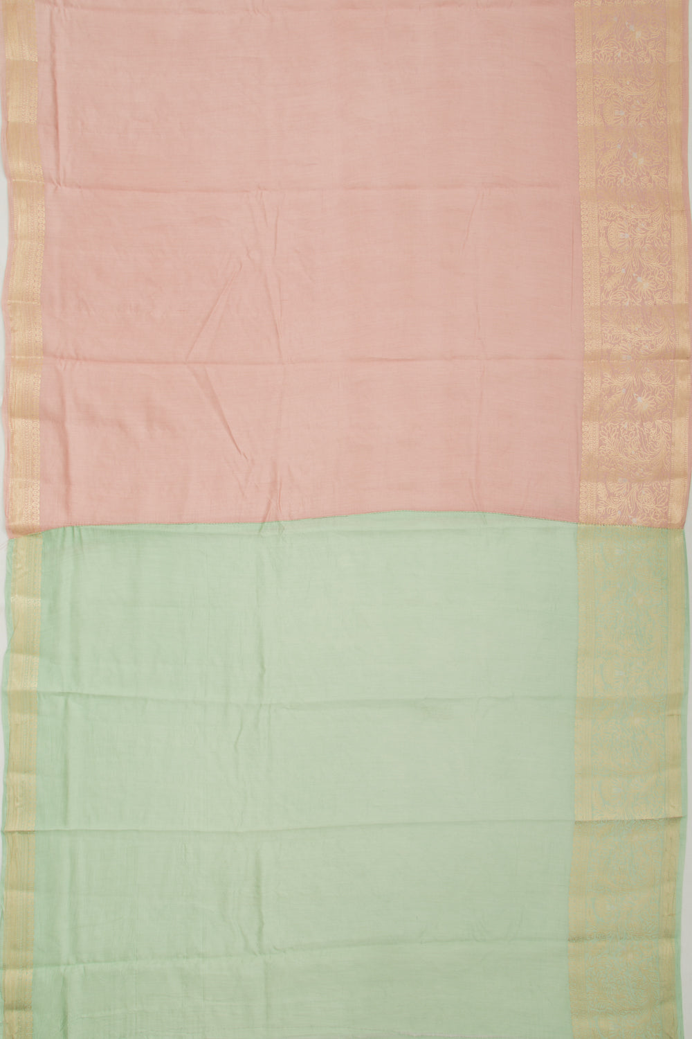 Tussar Floral Embroidery Peach Saree