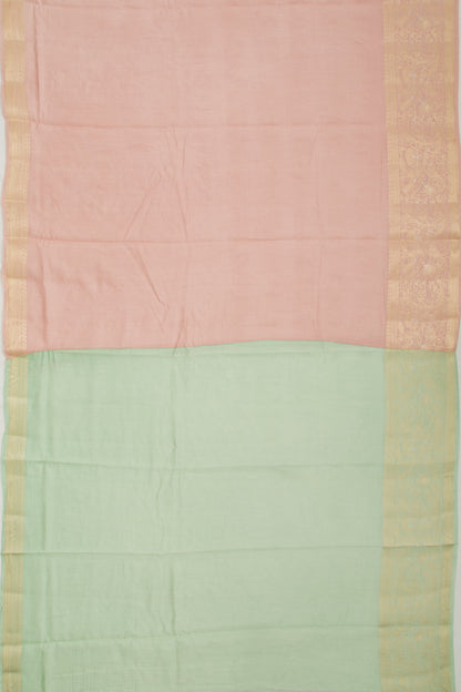 Tussar Floral Embroidery Peach Saree