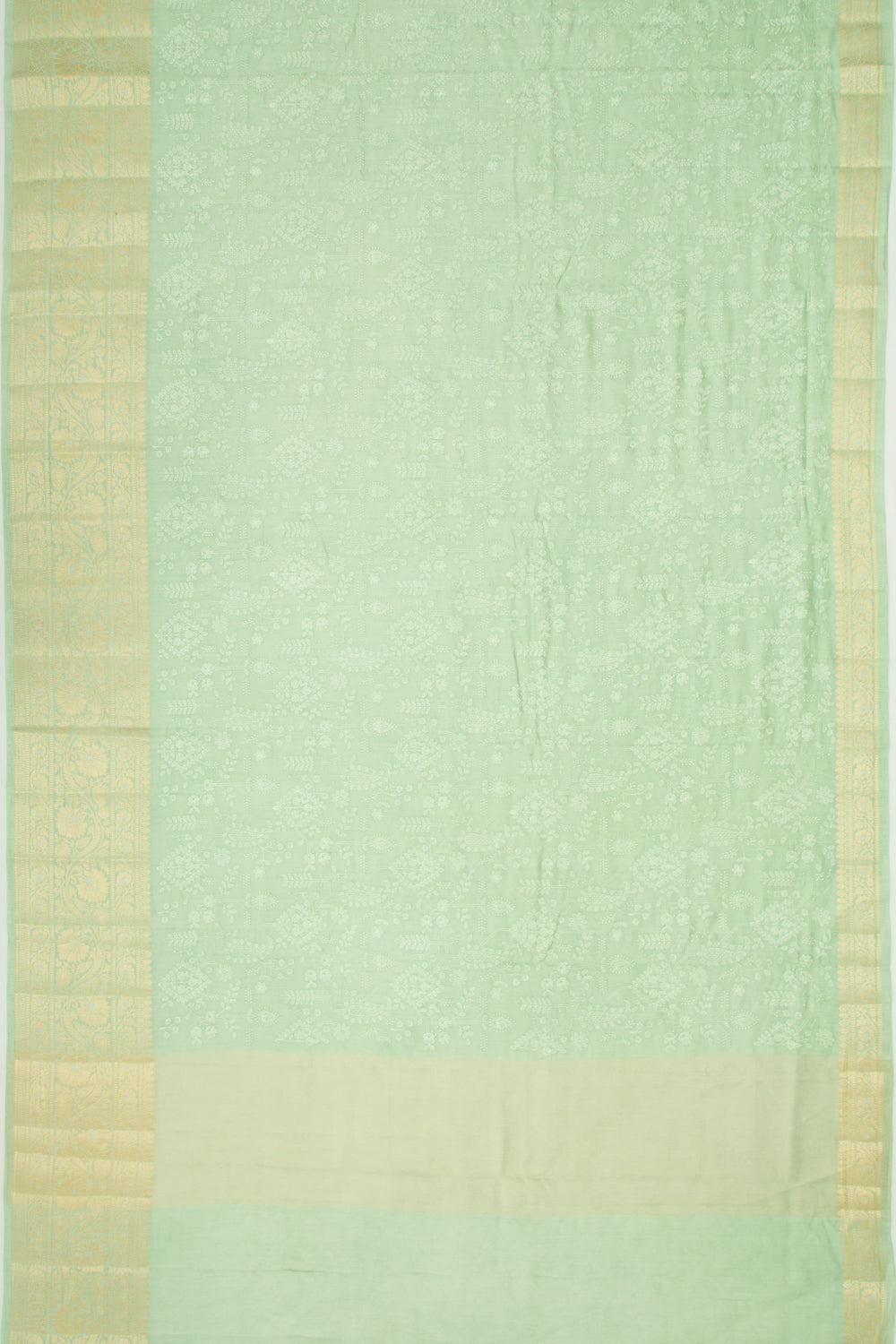Soft Tussar Floral Embroidery Pastel Green Saree