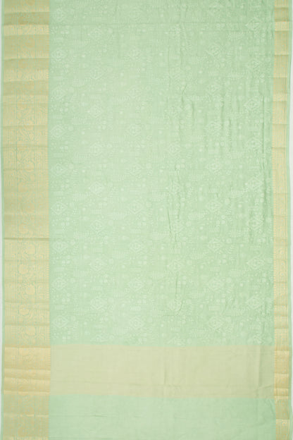 Soft Tussar Floral Embroidery Pastel Green Saree