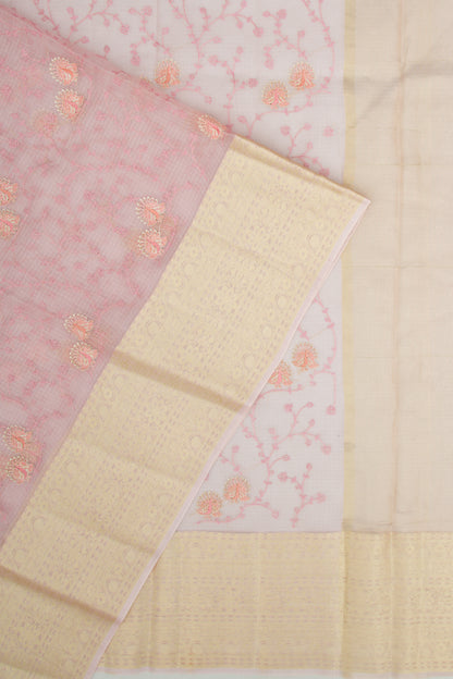 Kota Soft Silk Embroidery Lavender Saree