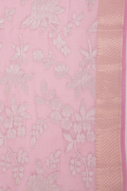 Kota Soft Silk Jaal Pink Saree