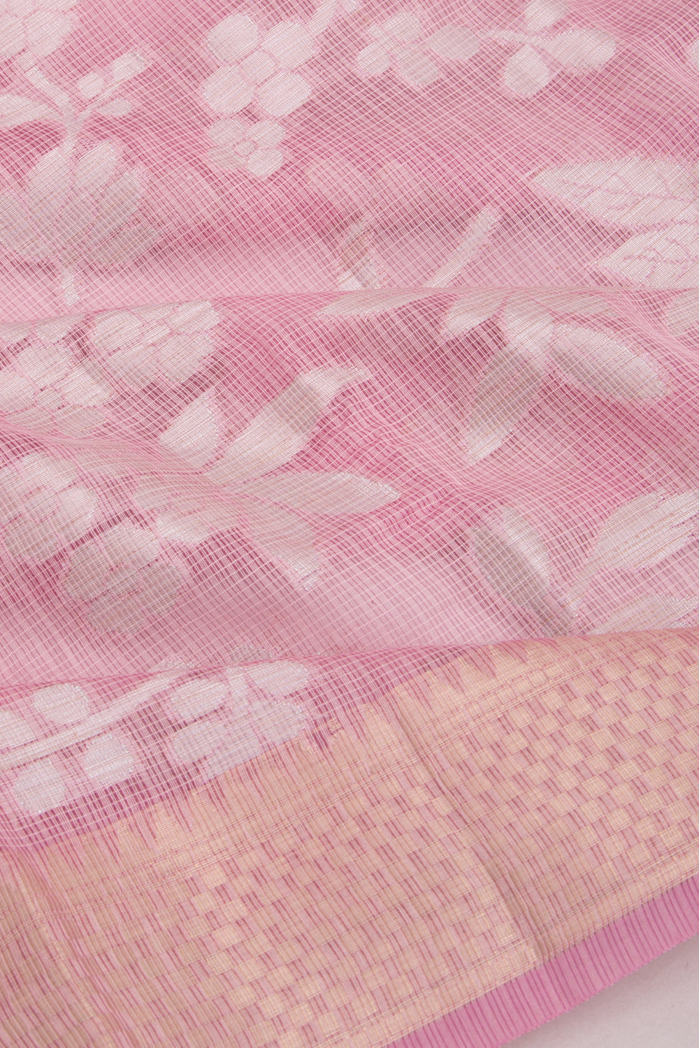 Kota Soft Silk Jaal Pink Saree