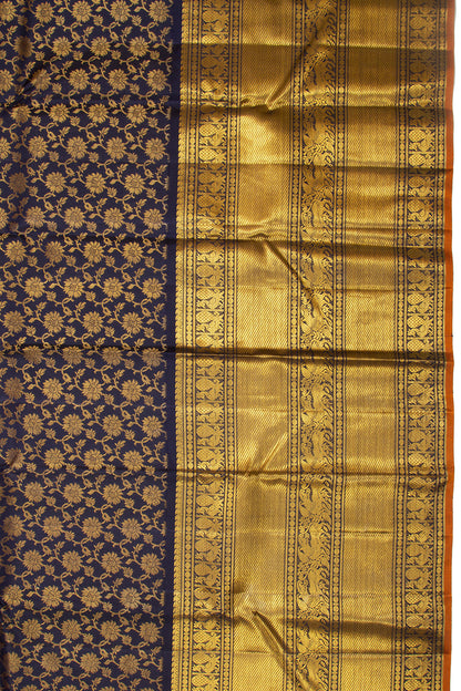 Kanchipuram Silk Jaal Midnight Blue Saree